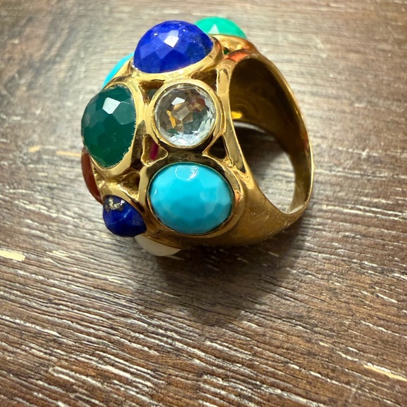 Impolite Rock Candy Multicolor Gemstone 18ct Yelliw Gold Ring Sz 7 - Picture 4 of 10